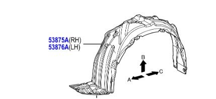 53876K0020 - TOYOTA YARIS IV ПЕРЕДНЯ КОЛІСНА АРКА ЛІВА 53876-K0020