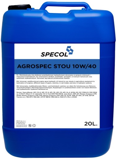 Specol Agrospec STOU 10W40 20L Акція, відправка негайно