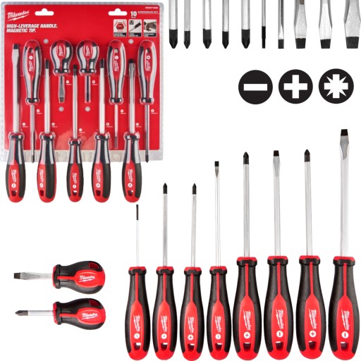 НАБІР ВИКРІДКІВ З МАГНІТОМ PH PZ SL НАБІР 10 ШТ. MILWAUKEE