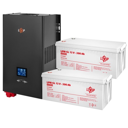 Комплект аварийного источника питания ибп + 2 гелевых аккумулятора 5000ва, 3500вт, 4800втч