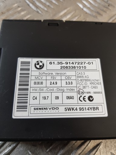 Module Unité de contrôle CAS 3 9147227 BMW E60 LIFT