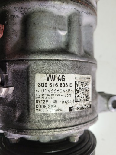 kompresor klimatizacije VW VOLKSWAGEN SKODA 3q0816803e