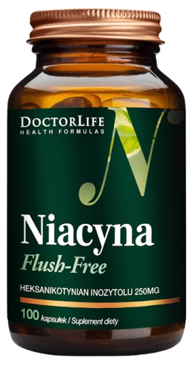 Doctor Life Niacín Flush-free 250mg Vitamín B3 Bez účinku Flush 100kaps.