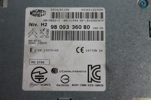RADIO player NAVI 9809336080 PEUGEOT 508 10