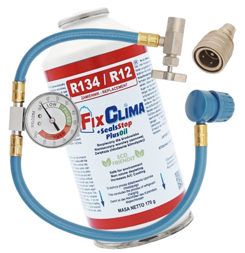 Газ для прокалывания кондиционера с зажимом R134A R12 170 г + адаптер + шланг