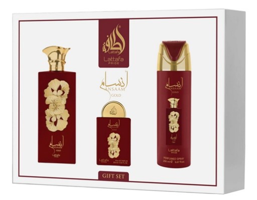 lattafa ansaam gold woda perfumowana 100 ml   zestaw 