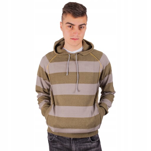 Pánsky sveter s kapucňou mikina s kapucňou pruhy XL