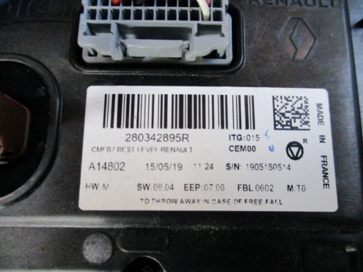 Écran RENAULT CLIO V 280342895R