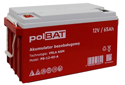 Аккумулятор vrla agm 12 в 65 ач, необслуживаемый источник бесперебойного питания