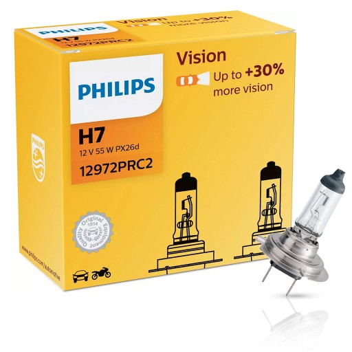 Philips 2x Żarówki H7 Vision 55W +30% więcej świat 12972PRC2 za 27,89 zł z  Warszawa Grochów -  - (9584813683)