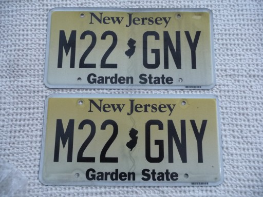 Номерной знак США Нью-Джерси M22 GNY x2