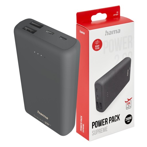 Hama POWERBANK 20000mAh 2 x USB-A, USB-C 3 złącza - Sklep, Opinie, Cena w