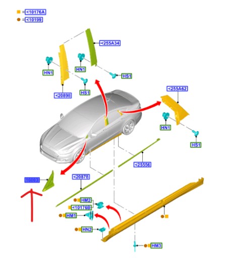 DS73-F16003-BD59B8 - ЗЕРКАЛО ТРЕУГОЛЬНИК ЛЕВОЕ ХРОМ FORD MONDEO MK5 2014-2022 OE