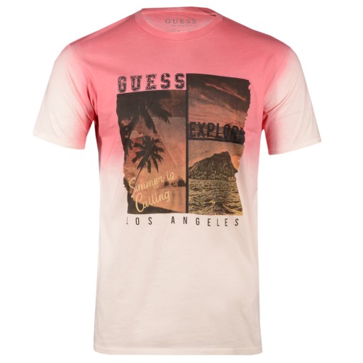 T-Shirt Męski GUESS X3YI04 KAK90 Różowy
