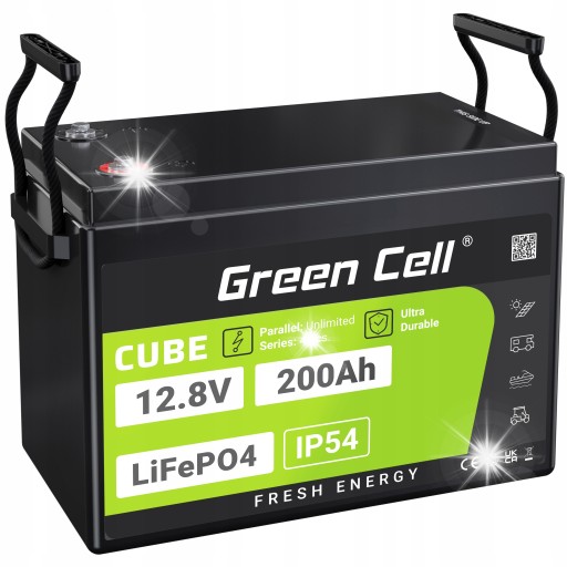 Lifepo4 батарея 200ah 12.8v bms green cell для кемпера на човні дуже легка