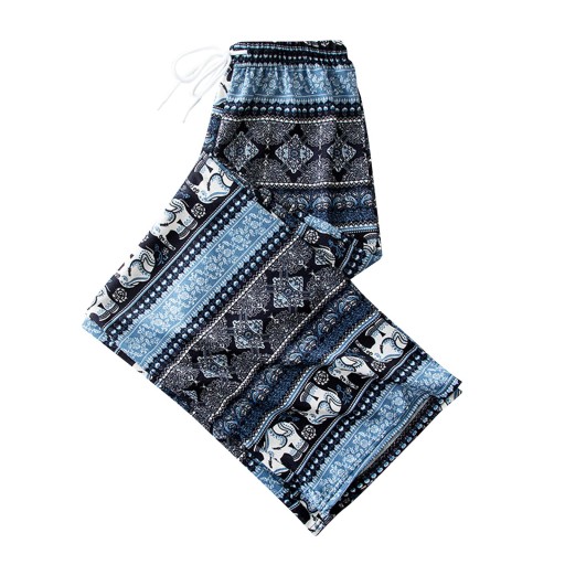 Dámske háremové nohavice Vysoký pás Ľahké Vintage Veľkosť Bohemian Boho Blue