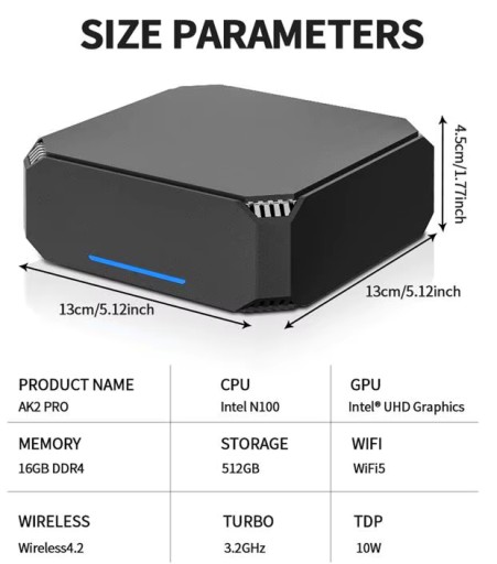 FIREBAT AK2 PLUS Mini PC Intel N100 CPU Win 11 DDR4 16GB RAM 512GB