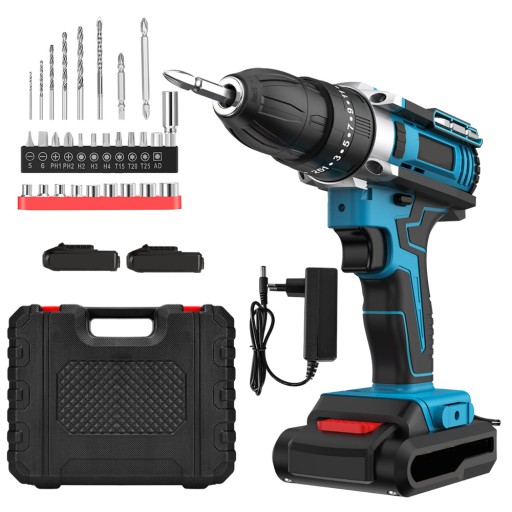 АККУМУЛЯТОРНАЯ ДРЕЛЬ, 21В, СВЕТОДИОДНАЯ ДРЕЛЬ, 2XAKU, С КОРПУСОМ