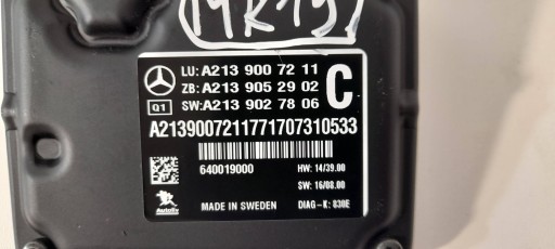 Mercedes-Benz E W213 Kamera przedniej windows (ADAS) A2139007211 (MR19)