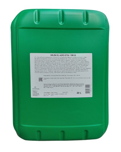 Масло Orlen AGRO STOU 10W-30, op. 20L + безкоштовно