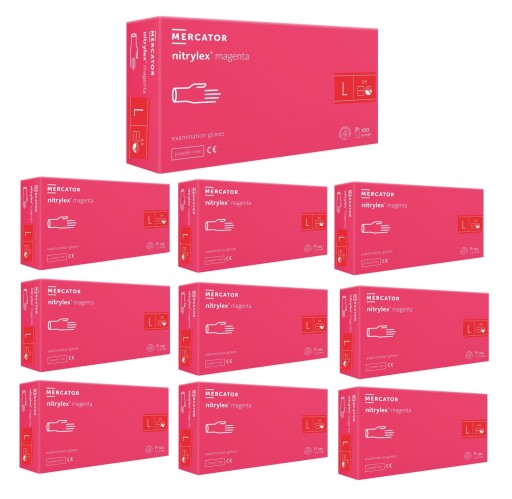 Нитриловые перчатки Nitrylex Magenta 9-L 100 x10