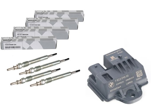 12217822098 12230035934 - Контроллер свечей накаливания + 4 свечи накаливания n47 bmw оригинал