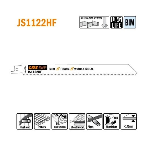 РЕЦИМЕРНАЯ ПИЛА CMT 225мм 10TPI 5шт. JS1122HF-5