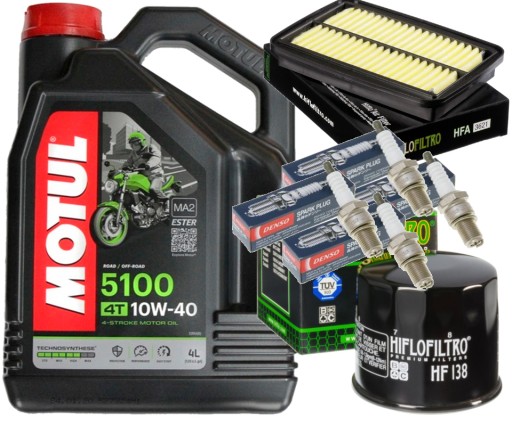 HF138 МАСЛЯНЫЙ КОМПЛЕКТ MOTUL 5100 10W40 4L ПРОБКИ ФИЛЬТРЫ GSX650F 08-16