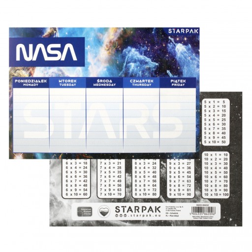Rozvrh hodín s násobilkou A5 NASA STARPAK-25 kusov