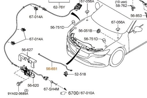 Опора капота Mazda 6 GL (OE) GHP9-56-651