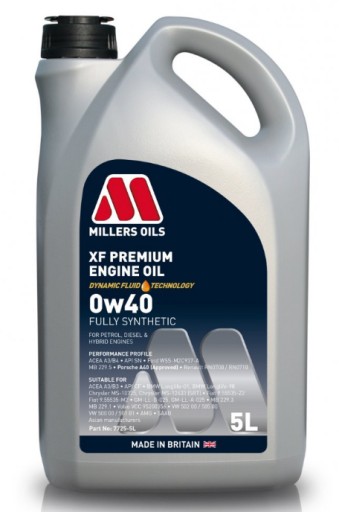 MILLERS XF LONGLIFE 0W40 PREMIUM 5L 7725
