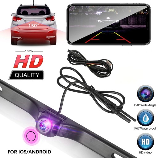 Резервная камера заднего вида Fi для номерного знака для Android и IOS