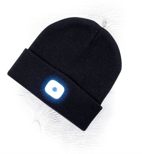 Зимняя шапка с фонариком Светодиодный налобный фонарь с зарядкой через USB Теплый черный цвет