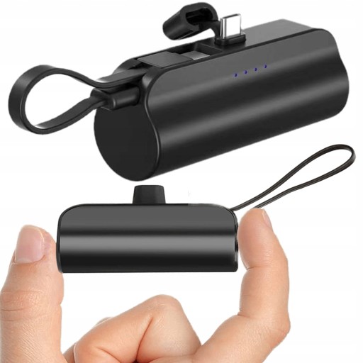 МАЛЕНЬКИЙ КАРМАННЫЙ POWERBANK 5000 МАч ДЛЯ IPHONE/TYPE-C, ЧЕРНЫЙ