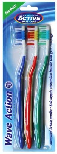 ACTIVE ORAL CARE SZCZOTECZKI DO ZĘBÓW MEDIUM 3szt