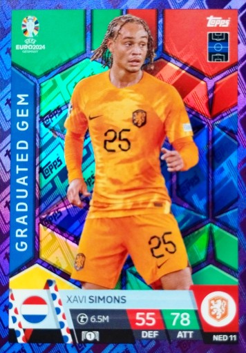 EURO 2024 TOPPS MATCH ATTAX PURPLE GRADUATED GEM NED 11 ХАВІ САЙМОНС