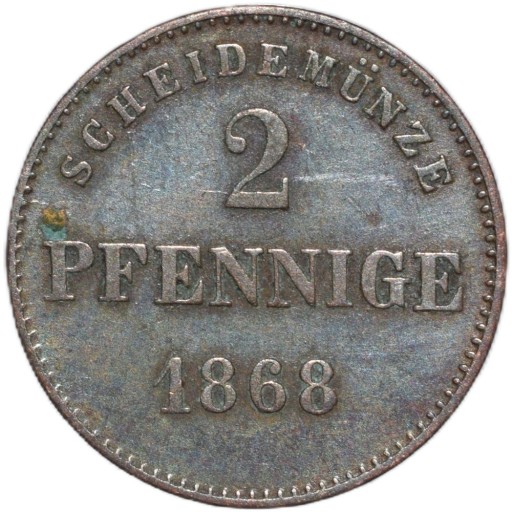 Saksonia Meiningen 2 pfennige 1868