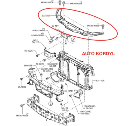 GHP953150 - ПОПЕРЕЧНА КРЫШКИ ВЕРХНЕГО РЕМНЯ MAZDA GJ 2012-