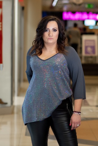 Blúzka tunika gray flitre oversize veľ. 64 PLUS SIZE