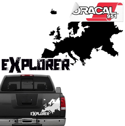 Наклейка EUROPA EXPLORER карта для Jeep Terrain 78x44