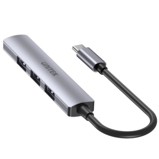 Unitek Hub USB-C 1*USB-A 5 Gbps, 3*USB-A 2.0 alu