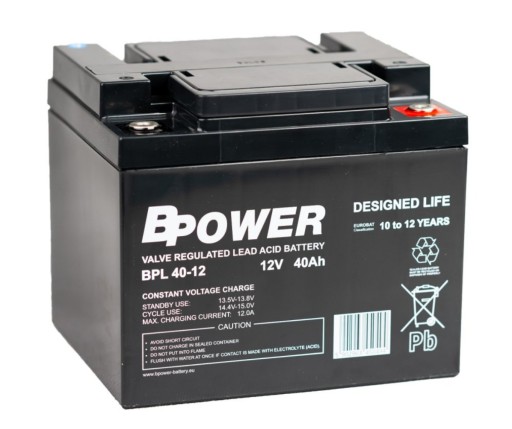 Bpower bpl40-12 40ah agm 12v аварийный аккумулятор ибп для сигнализации на 10-12 лет