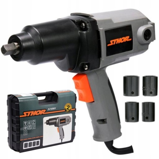 КЛЮЧ УДАРНИЙ ЕЛЕКТРИЧНИЙ STHOR 800W/ 325NM + 4 ГОЛОВКИ + КЕЙС 57091