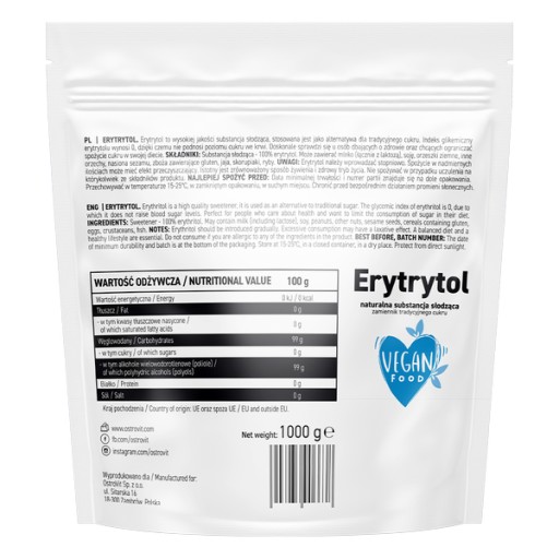 Čerstvý přírodní ERYTROL Erythritol 1kg za 73 Kč - Allegro