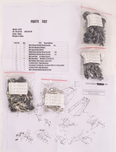 R60305 - Yamaha YZF-R6 03-05 R6S 03-09 - болты обтекателя KPL