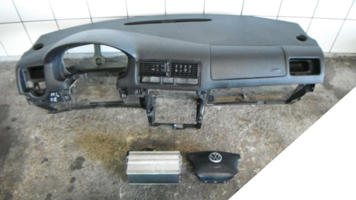 VW GOLF 4 IV КОНСОЛЬ + 2 ПОДУШКИ БЕЗОПАСНОСТИ