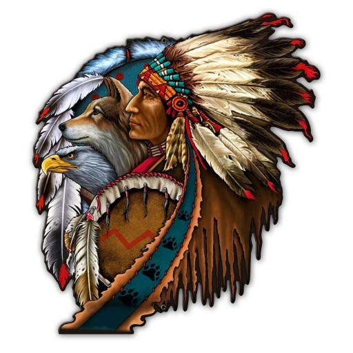 Вывеска 38x35, Индийский щит, США хит подарок