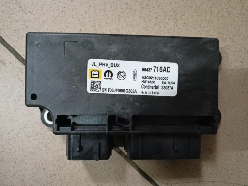 Jeep wrangler jl 2021 модуль контролера подушок безпеки 68437716ad