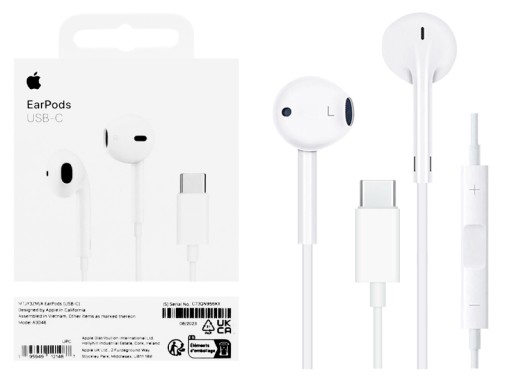 ORIGINÁLNE SLÚCHADLÁ APPLE EARPODS USB-C MTJY3ZM/A MIKROFON iPHONE 15