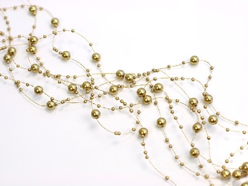 Girlanda metalická 5ks/1,3m Zlaté korálky perly dekorácie stôl